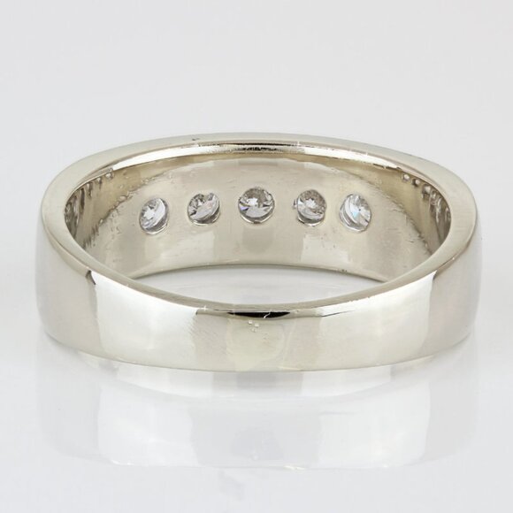 14k White Gold Half Carat Diamond Men's Wedding Band Anniversary Ring - Picture 5 of 8